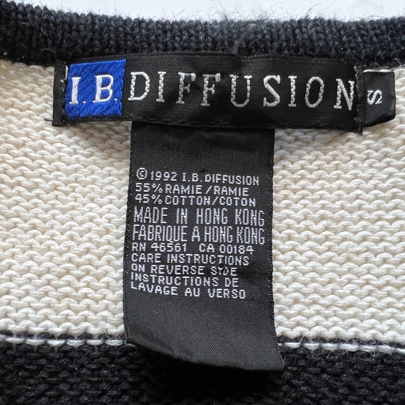 I.B. DIFFUSION Vintage Sweater Sz S Oversized Colourful Geometric Bright 90s - Picture 5 of 6